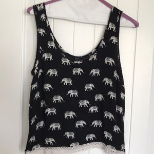 Forever 21 Boho Tank Top Elephant Pattern
